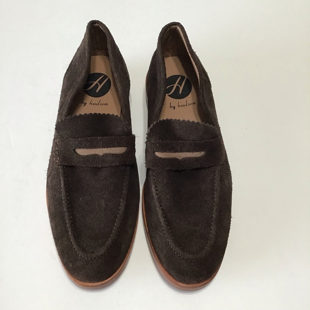 H by Hudson suede brown leather size 40 flats Loafers NWOT